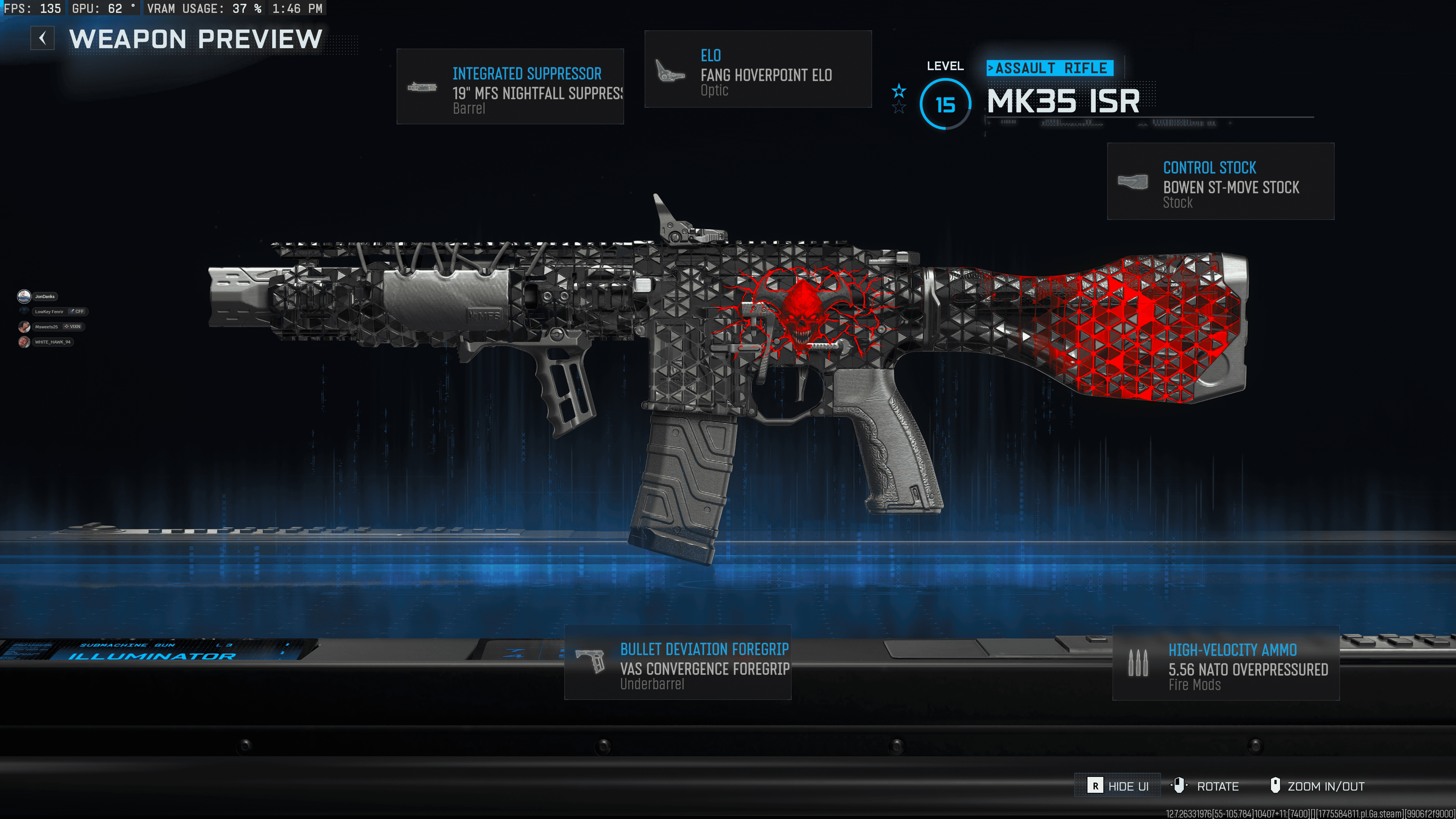 In-game Gunsmith screenshot for MK35 ISR — Meta